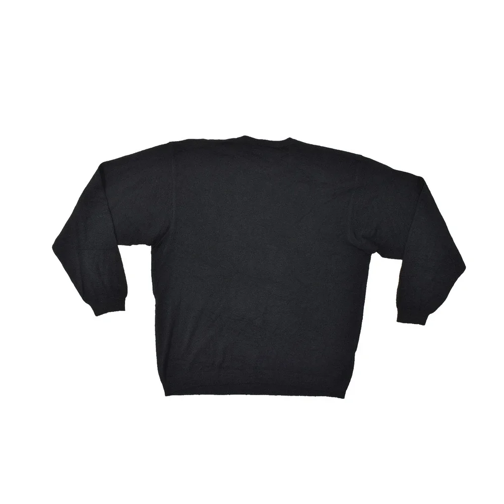 DALMINE Uomo Italy Black Pure New Wool Crewneck Sweater Men's Size L 52 - Picture 2 of 8